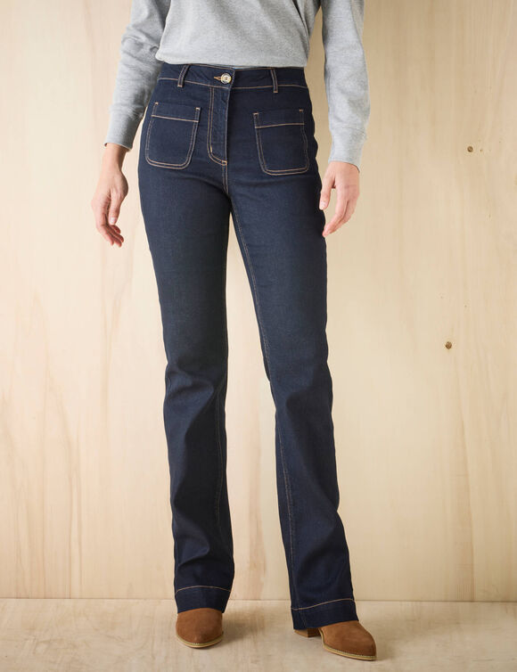 Jean bootcut, poches plaquées (brut) Jean bootcut, poches plaquées (brut)